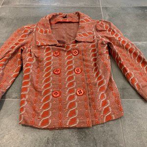 ANTHROPOLOGIE HWR ORANGE DOUBLE BREASTED BLAZER M